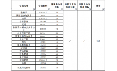 2020年武汉文理学院专升本招生计划及专业