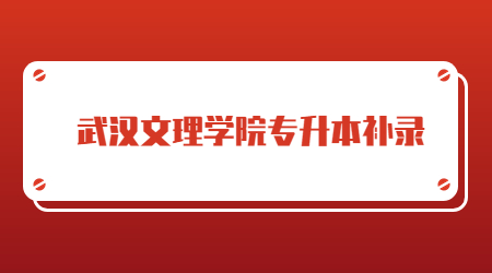 2022年武汉文理学院专升本补录工作公告
